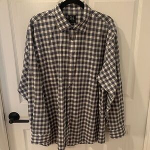 Jos‎ A Bank Traveler Collection Long Sleeve Button Down Shirt Mens XL Blue Plaid